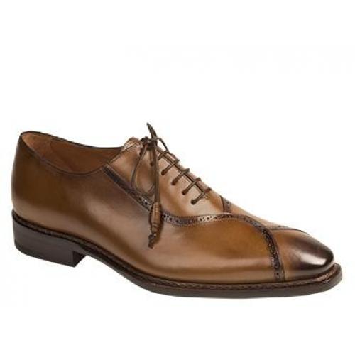 Mezlan "Ortega" 6211 Cognac Genuine Burnished Calfskin Oxford Shoes